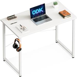 ODK Scrivania Ufficio, 80x40cm Piccola Scrivania，Tavolo Scrivania per Computer Domestico, Bianca