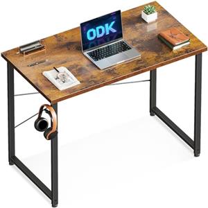 ODK Scrivania Ufficio, 80x40cm Piccola Scrivania，Tavolo Scrivania per Computer Domestico, Marrone