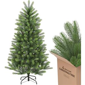 SALCAR Albero di Natale Artificiale 120 cm con Rami Verde Chiaro, Testa Rotonda e Supporto in Metallo, 100% PE