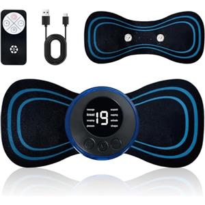 Colexy Mini Massaggiatore Cervicale con 2 Pad Massaggio, 8 Modalità, 19 Livelli di Intensità, Massaggiatore Elettrico Ricaricabile per Collo, Spalle e Schiena, per Casa, Ufficio, Viaggio (Blu)