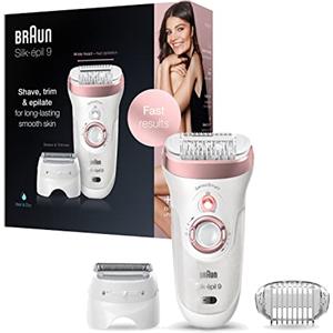 Braun Silk-épil 9 Depilatore Donna Epilatore Impermeabile al 100% Idea Regalo, 9-720 Bianco e Rosa