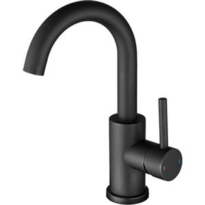 ZYNUHMO Rubinetto da bagno, rubinetto da bagno/cucina, girevole a 360°, miscelatore monocomando, in acciaio inox, nero