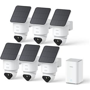 aosu Telecamera di sorveglianza T2 Ultra 4K UHD esterna batteria solare per aosuBase, 6 kit Cam, visione notturna TrueColor, tracciamento automatico, rotazione a 360°/inclinazione, senza costi ABO
