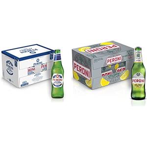 Peroni Nastro Azzurro, Cassa Birra con 24 Bottiglie di Birra da 33 cl, 5% Vol & Peroni Chill Lemon Birra al Limone, Cassa Birra con 24 Birre in Bottiglia da 33 cl, 7.92 L