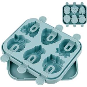 FRUHLING Stampi per gelato in silicone, per frutta e gelato, senza BPA, per il fai da te, con bastoncini per succo di yogurt, frullati (blu)