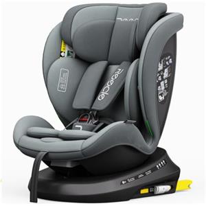 Reecle I-Size 360 Girevole Seggiolino Auto con ISOFIX, 40-150cm(Gruppo 0 + 1/2/3, 0-36 kg), ca. 0-12 anni (Grigio(ISOFIX))