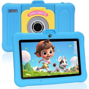 TABTIVI Tablet per bambini 7 pollici Android, 8(3+5) GB RAM, 64GB ROM(TF card 128 GB), Google GMS, App per Bambini Preinstallata, Kids space, WIFI, Custodia antiurto, blu