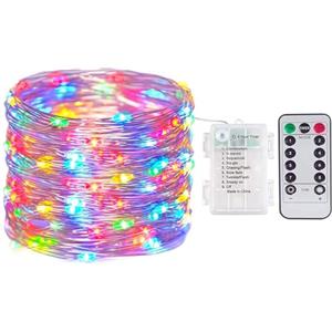 XVZ Catena Luminosa a LED a Batteria, 20 LED 2m 8 modalità con telecomando timer Impermeabile per Interni, Natale, Esterni, Giardino, Feste, Balcone, Matrimonio(Multicolore)