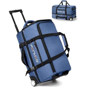 Ponhog Borsone da Viaggio con Ruote - Borsone Trolley con Ruote Impermeabile per Vacanze, 65cm, Blu