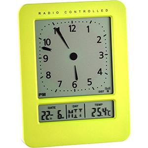 TFA Radiosveglia Dostmann 60.2530.10 Digital con Il Tempo la Radio ad Alta precisione, Doppio Allarme e visualizzazione della Temperatura (Verde)