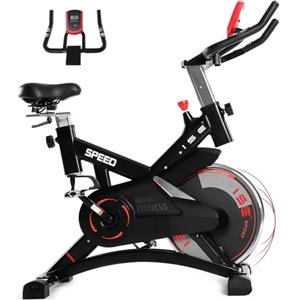 ISE Cyclette da Casa con Resistenza Regolabile, Cyclette per Casa Professionale con Schermo LCD Supporto per Smartphone Exercise Bike per Palestra a Casa
