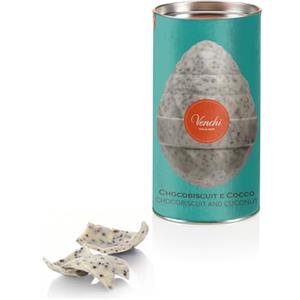Venchi - Uovo di Cioccolato al Cocco e Chocobiscuit, 150 Gr, con Granella di Biscotto Fondente, Senza Glutine, Con Sorpresa, Collezione Pasqua Venchi, Idea Regalo