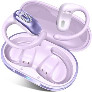 Qecnato Cuffie Open Ear,Cuffie Bluetooth Sport 5.4, 50 Ore, Auricolari Wireless con Ganci, Stereo HD, Auricolare Confortevole, Controllo Tattile, Impermeabili IPX7, Auricolari Running per Corsa Ciclismo,Viola