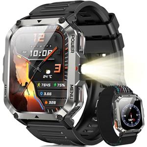 Blackview Smartwatch Uomo, Orologio Intelligente Fitness con Chiamate Bluetooth, 2.01" Militari Smart Watch Tracker 100+ Modalità Sportive/Cardiofrequenzimetro/SpO2/Torcia/Bussola per Android iOS