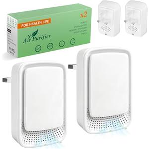 Yowrepu Purificatore d'Aria Ionico, Mini Depuratore d'Aria Domestico Plug-in (2 Pezzi) - Elimina Odori di Animali, Fumo e Polvere, Ideale per Camera da Letto, Cucina, Bagno o Stanza degli Animali Domestici
