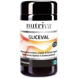 Nutriva Gliceval - Integratore per il Controllo della Glicemia - 30 Compresse Senza Zuccheri e Glutine