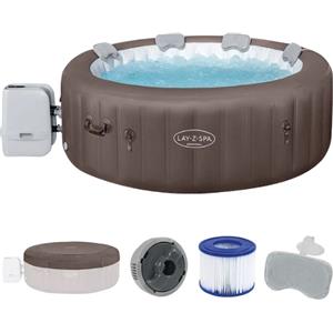 Bestway Lay-Z-Spa Dominica HydroJet 6001S - Idromassaggio Gonfiabile Rotondo per 4-6 Persone, 196x71cm, 140 Getti di Bolle, Temperatura Fino a 40°C