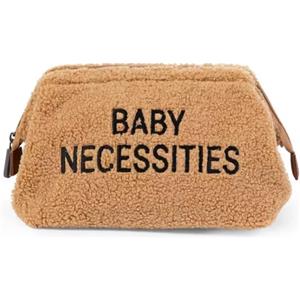 Childhome Baby Necessities Borsa Toilette Neonati in Tessuto Teddy Marrone, Beauty Case per Cambio Neonato