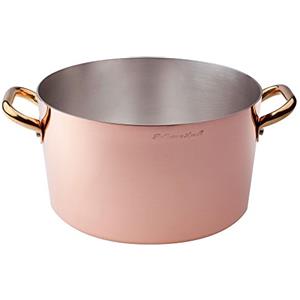 Baldassare Agnelli Casseruola Alta in Rame Stagnato a Mano con Maniglie in Ottone - 32 cm