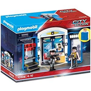 PLAYMOBIL Scatola da gioco Nella stazione di polizia City Action 70306 - Gioco portatile dai 4 anni con poliziotto e accessori