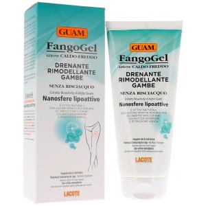 GUAM FangoGel Drenante Rimodellante Gambe 200ml - Drenante, Rimodellante, Senza Risciacquo, Azione Caldo-Freddo