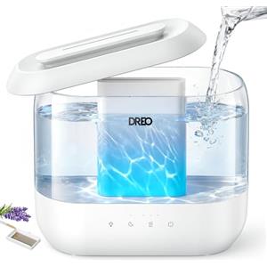Dreo Umidificatore Ambiente, 4L con Riempimento Dall'alto, 28 dB Ultra Silenzioso, Fino a 32 Ore di Autonomia, Umidificatore Casa e Compatibile con Oli Essenziali, Luce Notturna, per Bambini e Piante