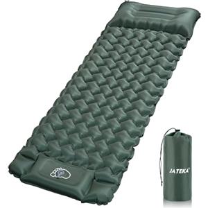 JATEKA Materassino Campeggio, Autogonfiabile Materasso Gonfiabile Singolo Con Pompa A Pedale, Materassino Gonfiabile Con Cuscino, Compatto E Leggero, Ideale Per Campeggio Trekking Viaggi Tenda