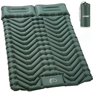 JATEKA Materassino Campeggio, Autogonfiabile Materasso Gonfiabile Matrimoniale Con Pompa A Pedale, Materassino Gonfiabile Con Cuscino, Compatto E Leggero, Ideale Per Campeggio Trekking Viaggi Tenda