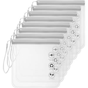Farnirvana 8 Pezzi Buste Trasparenti per Liquidi, 20 x 20 cm Beauty Case da Viaggio TSA, Impermeabili Sacchetti per Bagaglio a Mano, Borsa Cosmetici per Donna e Uomo (Grigio)