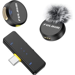 FULAIM Microfono Lavalier Wireless per iPhone 15 16 Android/PC, Mini Microfono a Bavero Con Cancellazione Del Rumore e Durata Della Batteria Di 8 Ore, per Registrazione Video Podcast Vlogging YouTube