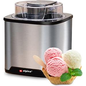 alpina Gelatiera Refrigerante 2L, Macchina Gelato, Yogurt Gelato, Sorbetto, Doppio Isolamento, Ice Cream Maker Autoattivante, Acciaio Inossidabile, Colore Argentoe Argento