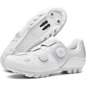 Hixingo Scarpe da Ciclismo MTB per Uomo Donna MTB Compatibili Pedali SPD Traspirante Unisex Scarpe Mountain Bike Ciclismo All'aperto per Bici, 37-47 EU (Bianco,40)