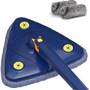 Generic Mocio triangolare girevole a 360 gradi con manico lungo per la pulizia della casa regolabile mano pigra - imitazione artefatto lavaggio a mano lavavetri professionale per pavimenti e piastrelle in