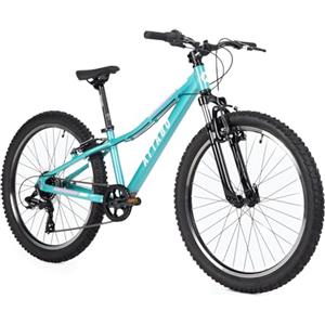 ATTABO Mountain Bike per Bambini MTB JR Bici Bambini con Telaio in Alluminio 12 Bicicletta Montagna con Ruote da 24 con Regolabile 8 velocità Deragliatore Colore Turchese