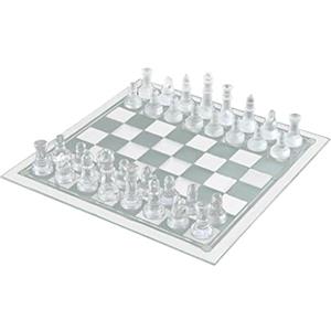 pistro Scacchi in Vetro Set Completo 32 Pezzi, Scacchiera Vetro 20x20 cm con Pezzi Opachi e Trasparenti per Gioco Elegante