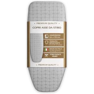 MOHOME Copriasse Da Stiro Compatibile Con Asse Foppapedretti Cotone Made in Italy 64x115 Cm Grigio Laminato Copri Asse Fodera Mollettone Ricambio Telo Copertura Copertina Lavabile