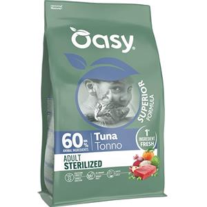 Oasy Cat Superior Adult Sterilized Tonno - Cibo Secco Completo per Gatti Sterilizzati, 1,5 kg con Minimo 60% di Ingredienti Animali