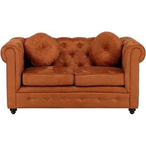 Totò Piccinni Divano CHESTER design vintage retrò classico trapuntato piedini in legno (2 Posti, Effetto Nab. Terracotta)