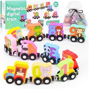 Zenovate Trenino Legno Magnetico, Montessori Giochi Bambini 1 2 3 Anni con Numeri e Animali, Giocattolo Educativo per Bimbo Maschio e Femmina, Giochi Educativi Montessori Regalo Bambino 1 2 3 Anni