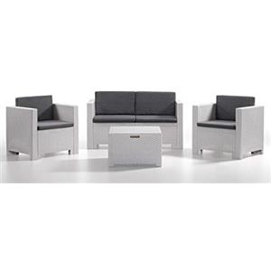 Bica 9017 Set Salottino Colorado 4 Posti 119x64x57 cm, Bianco, 279x155x64 cm