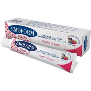 EMOFORM Kids Dentifricio Fragola 50ml - Con 500ppm di Fluoro, Senza Parabeni e Sodio