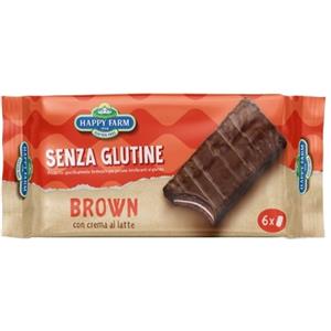 HAPPY FARM BROWN - Merendina di pan di spagna con crema di latte e cioccolato fondente - 6 pezzi da 45 g