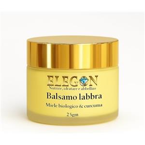 Elegon Balsamo Labbra Bio/Burrocacao Labbra 25 g - Honey Lip Balm al Miele e Curcuma, Idratazione di Lunga Durata, Ripara le Secche e Screpolate, Riduce le Rughe,Protezione Invernale