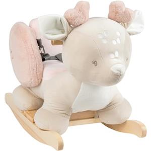 Nattou Animale a Dondolo, Cerbiatto, Cintura di Sicurezza Inclusa, Allegro Dondolio Avanti e Indietro, 100% Poliestere, FanFan, Beige