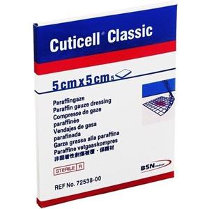 BSN Medical Garza Cuticell Classic in Cotone con Paraffina Non Deformabile 5x5cm - Confezione da 5 Pezzi Singolarmente