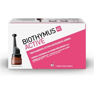 Biothymus Active Donna, 10 Fiale Anticaduta Capelli Donna, Trattamento Attivo con Formula Intensiva ad Azione Prolungata, 1 Mese di Trattamento