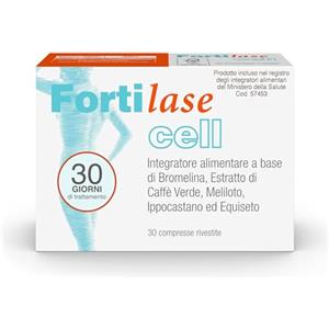 Fortilase Cell, 30 Compresse, Integratore Alimentare di Bromelina, Caffè Verde, Melitolo, Ippocastano e Equiseto, Anticellulite e Antinfiammatorio, Stimola Linfodrenaggio