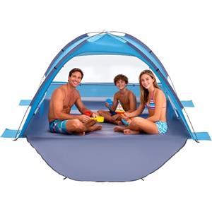 VEVOR Tenda da Spiaggia Pop Up per Mare per 3 Persone, Tenda da Sole Portatile con Borsa per il Trasporto e Ancoraggi a Terra, Ombrellone da Spiaggia Leggero per Campeggio, Pesca, Picnic
