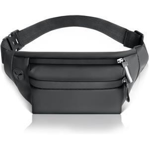 AiQInu Marsupio Uomo e Donna, Marsupio Multifunzionale in Nylon Impermeabile con Cintura Regolabile, 3 Scomparti con Zip, per Sportivo Running Ciclismo Campeggio Viaggio Corsa, Feste (Nero)