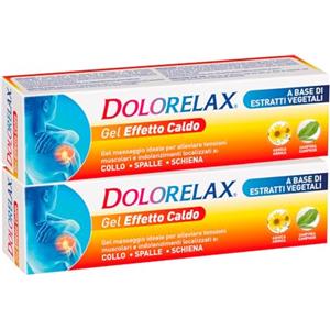 Dolorelax Gel Muscolare Effetto Caldo Riscaldante Termico Massaggio per Dolori Muscolari e Articolari di Schiena Spalle e Collo a Base di Estratti Vegetali con Arnica e Canfora - 2 Flaconi da 75ml